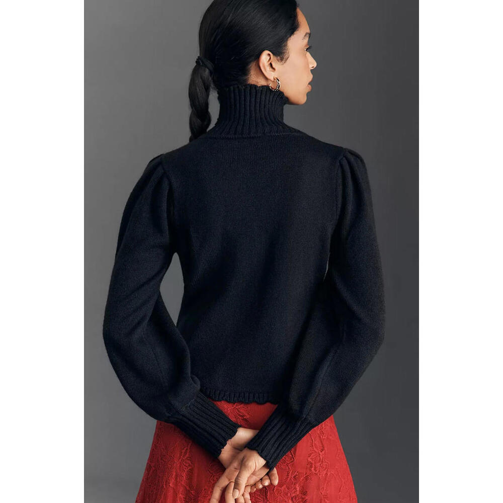 NEW, Farm Rio Colorful Flower Turtleneck Sweater in Black multi Sz XS #T3701 - Picture 6 of 12